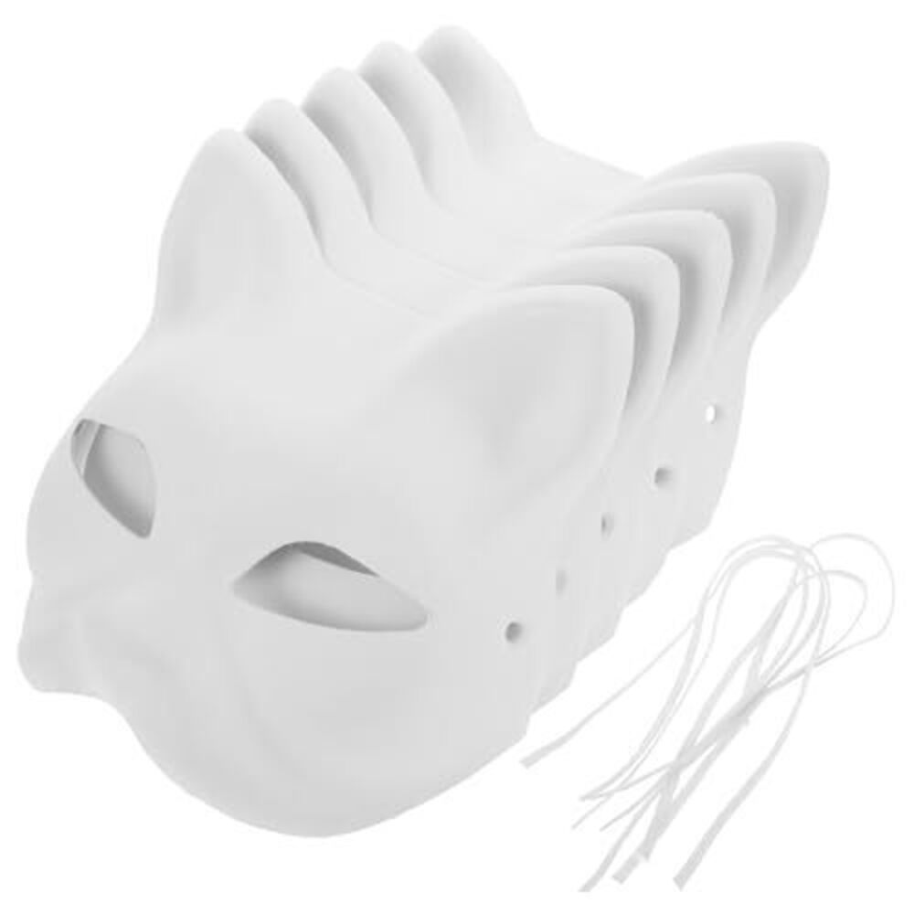 6432 5 pcs Cat Paintable Blank Pulp Party Halloween Masquerade Costume